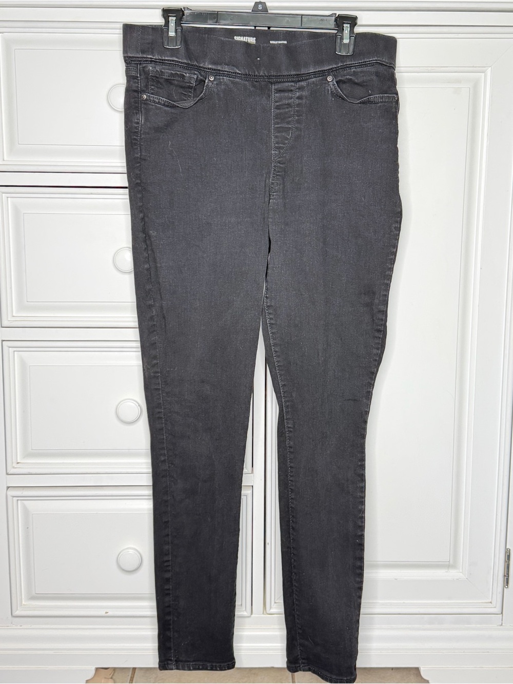 Signature by Levi Strauss Black Pull-On Skinny Jeggings Size 12 Long